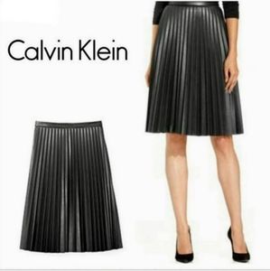CALVIN KLEIN Pleated Leather Skirt